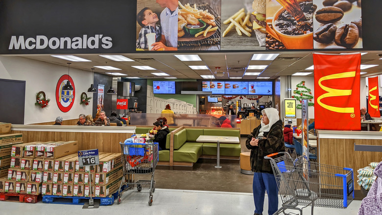Photo of a McDonald's location inside of a Walmart supermarket