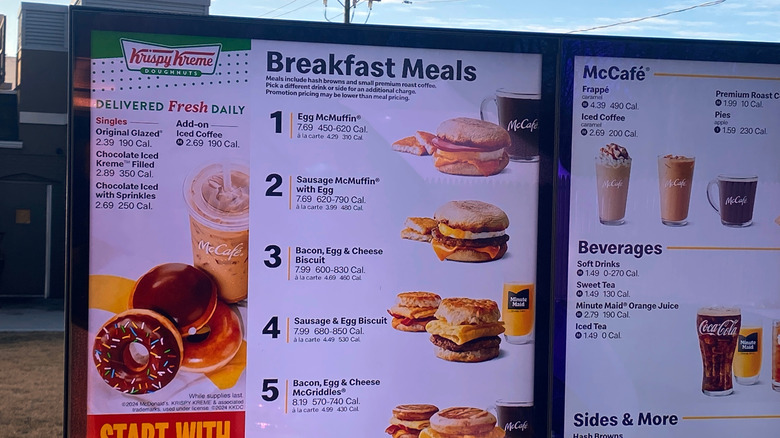 McDonald's menu with donuts