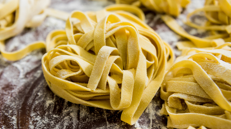 Homemade tagliatelle pasta