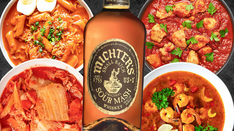 Michter's whiskey with a mix of foods