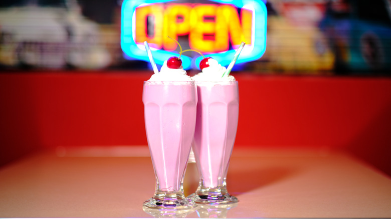 Milkshake on the table at a diner