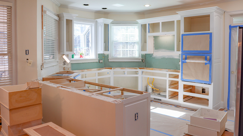 a kitchen being remodeled