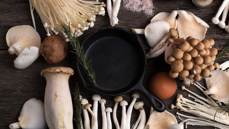 Various mushroom surrounding pan