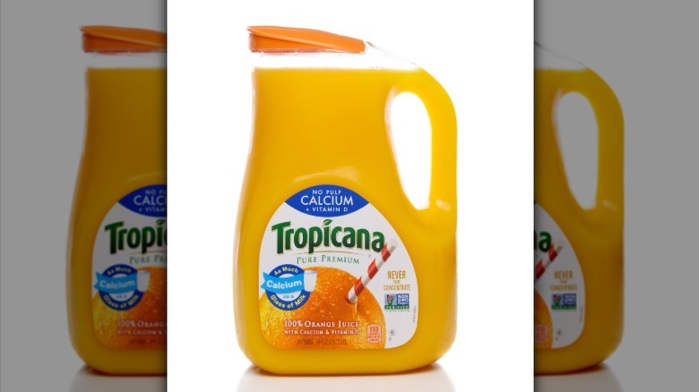 bottle of Tropicana orange juice with vitamin D