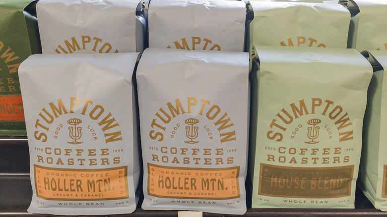 bags of Stumptown coffee beans