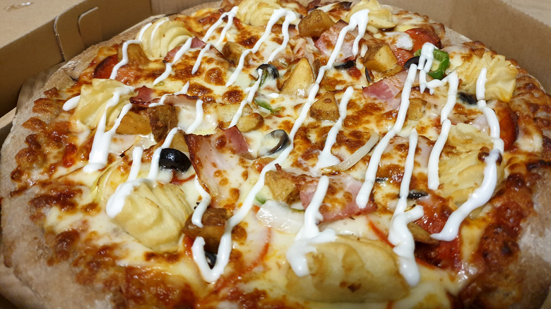 korean pizza with mashed potato