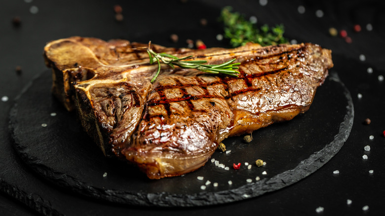 Grilled porterhouse steak.