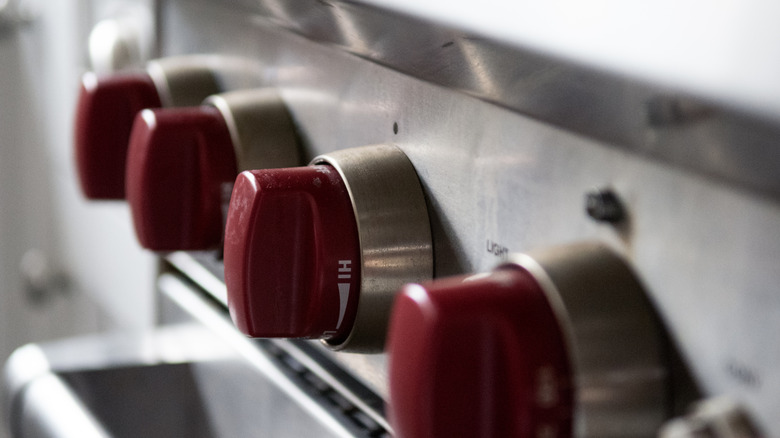 Knobs on gas burning stove