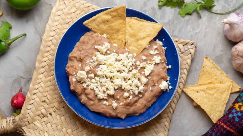 refried beans with cotija cheese