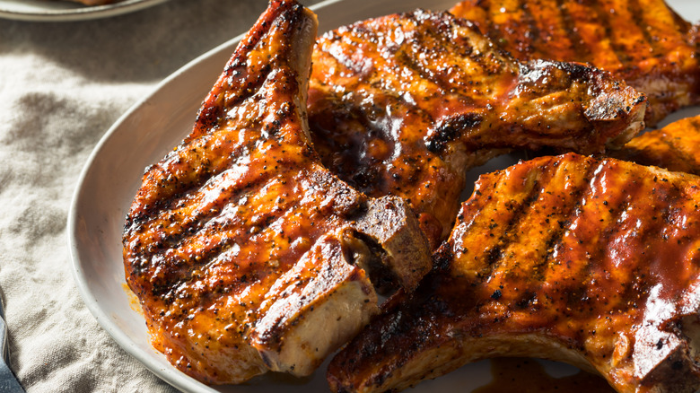 Homemade barbecue pork chops