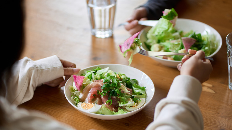 Salad on a restaurant table