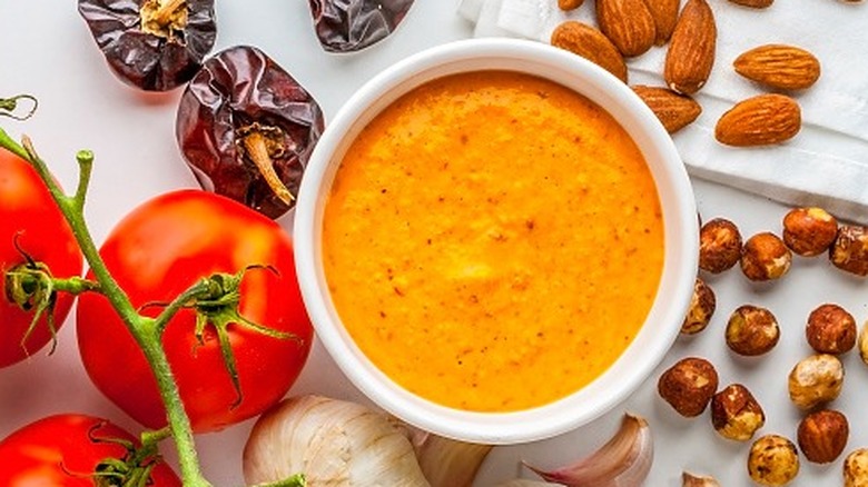 Romesco sauce with individual ingredients