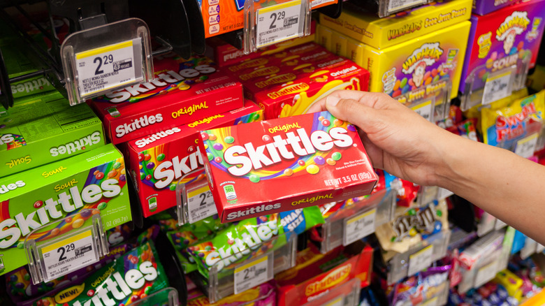 Skittles in candy aisle