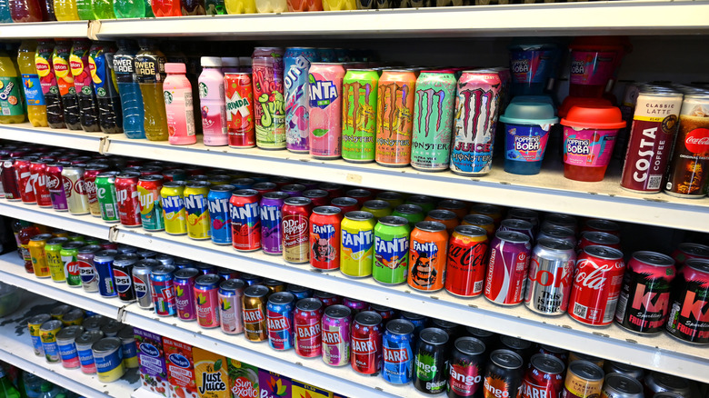 Shelves of soft drinks in the U.K.