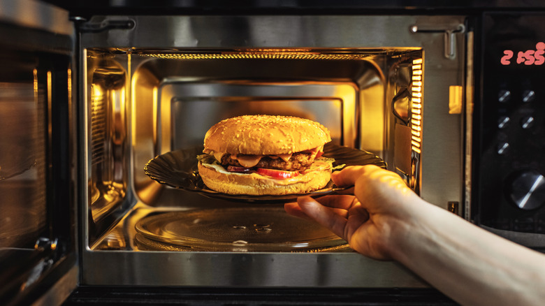 microwaving a hamburger