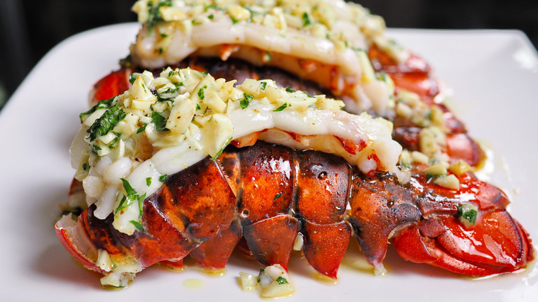 lobster tails on plate