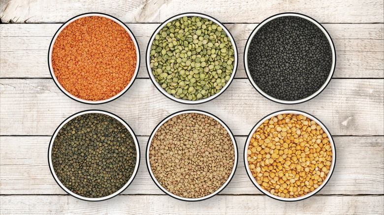 Various lentils and split peas