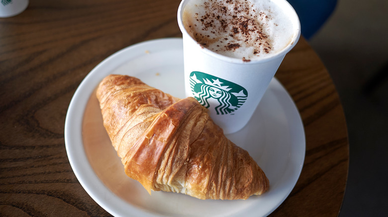 Starbucks croissant and drink