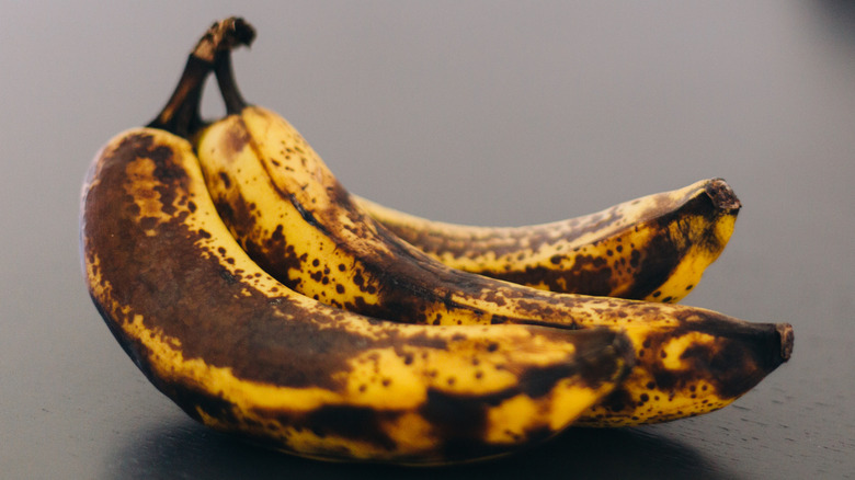 Close up of very ripe bananas