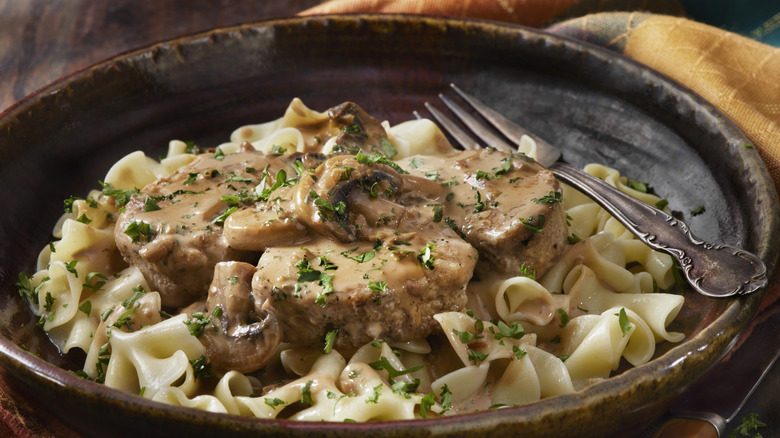bowl of beef stroganoff