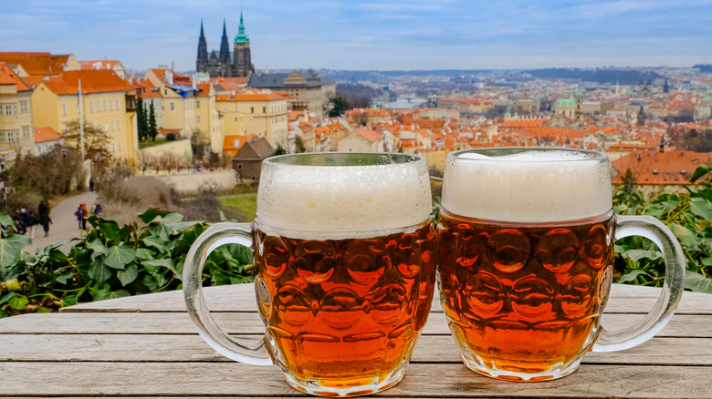 two mugs of Czech beer
