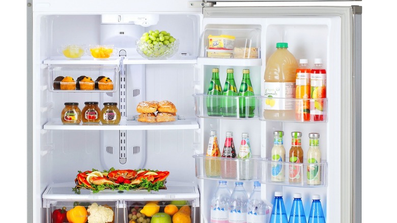 open refrigerator with food