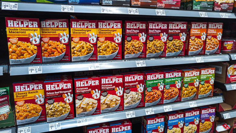 Hamburger Helper on shelf