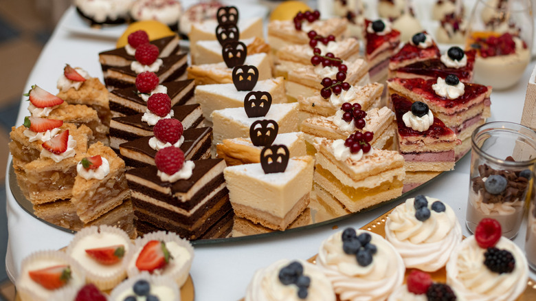 Assorted trays of desserts