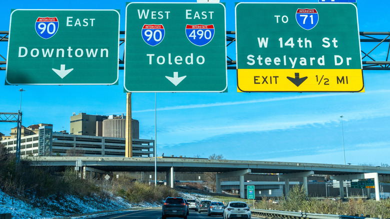 Cleveland Steelyard sign on I-90 East