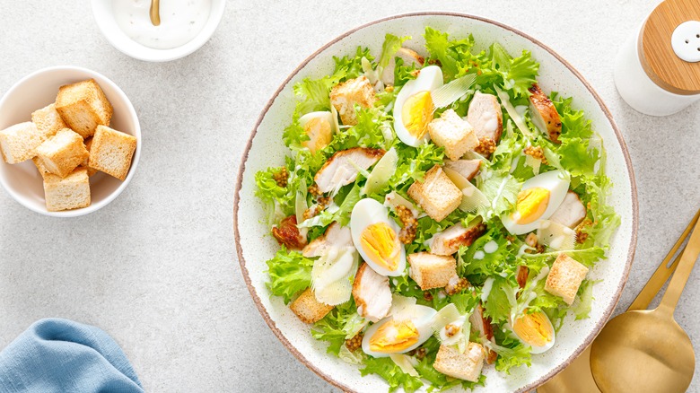 Caesar salad with egg