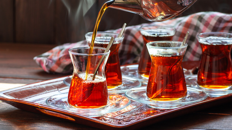 glasses of brewed Turkish tea