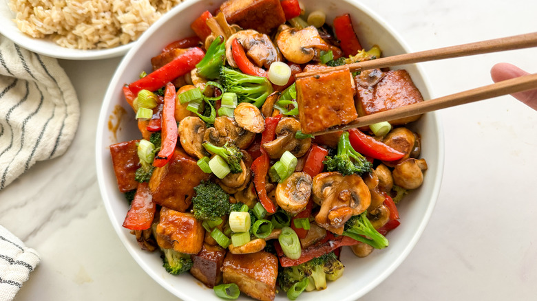 Tofu and mushroom stir fry