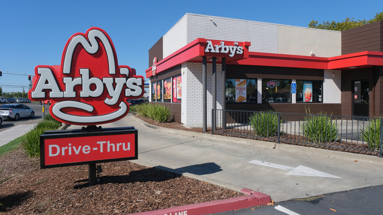 Arby's store and drive-thru with the red and white sign.