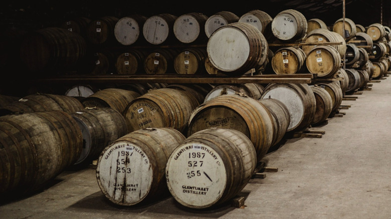 casks of whisky in storage