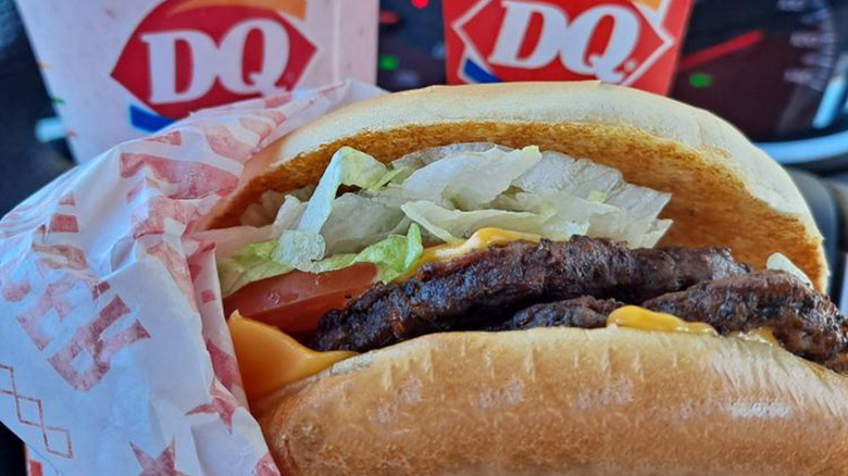 Dairy Queen burger, fries, and ice cream