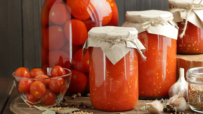 tomatoes and tomato paste in jars