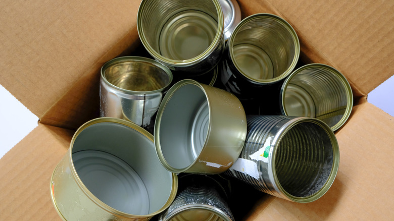 tin cans ready to be recycled