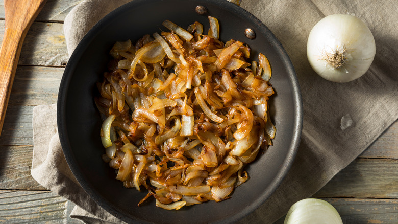 caramelized onions in pan