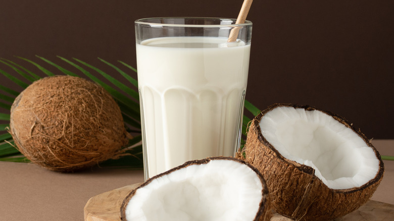 Glass with coconut milk