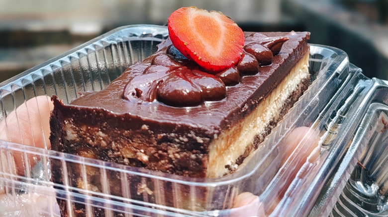 slice of cake in plastic package