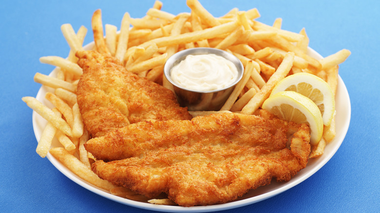 Fish and chips on a plate