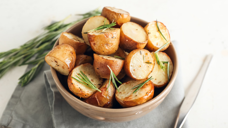 roasted potatoes  in bowl