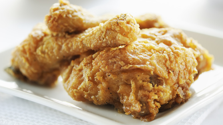 Closeup of fried chicken on a plate