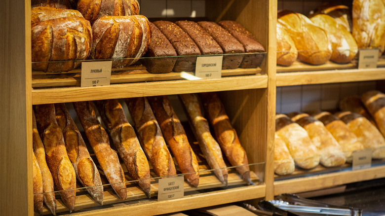 fresh bread in a bakery 