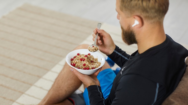 athlete eating oatmeal