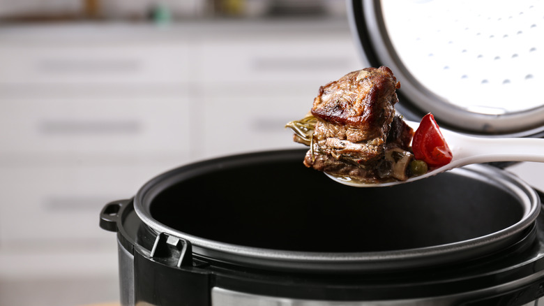 serving meat from slow cooker