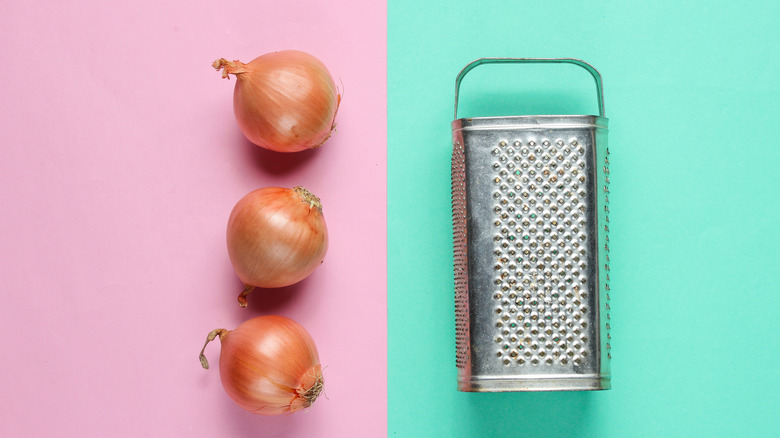 Onions and box grater