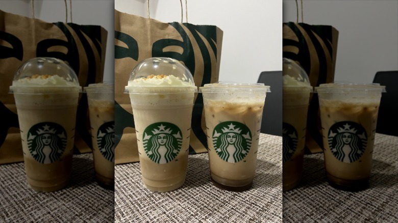 a frappuccino and another drink picked up in take out order from Starbucks