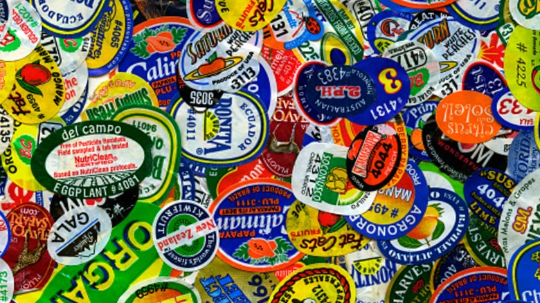 Overlapping produce stickers