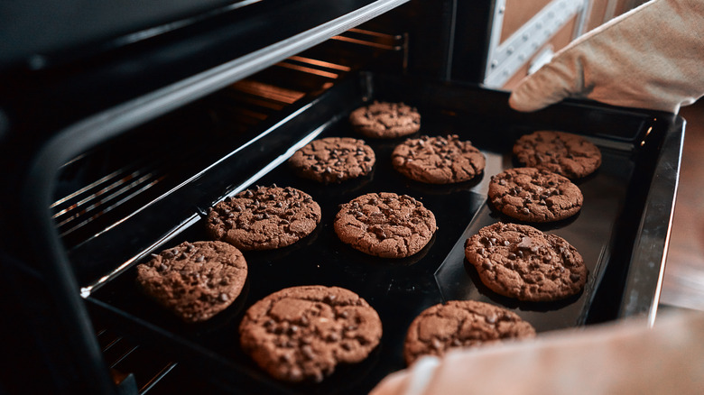 chocolate cookies on a pan